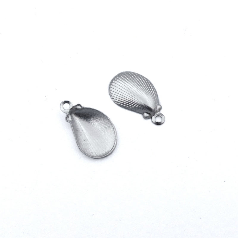 50 Stainless Steel Thin Filigree Cockle Shell Charm Stampings