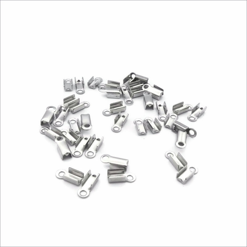 50 Stainless Steel Folding Cord End Tips