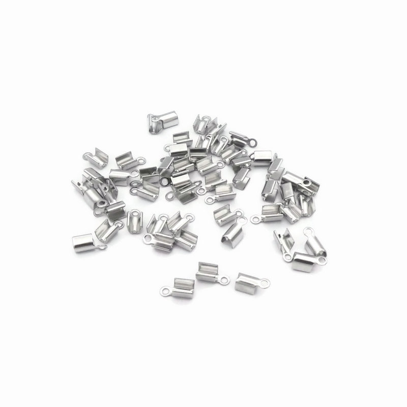 50 Stainless Steel Folding Cord End Tips