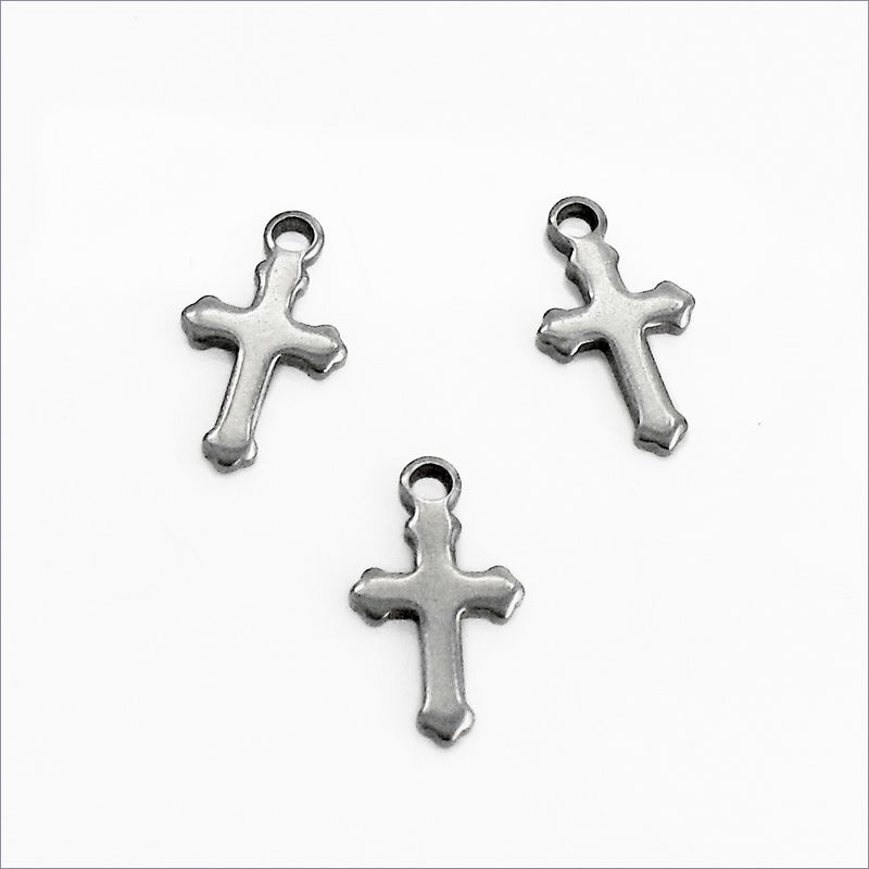 20 Stainless Steel Gothic Cross Charms