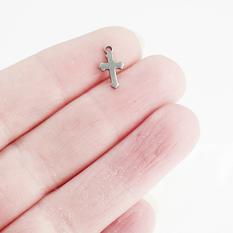 20 Stainless Steel Gothic Cross Charms