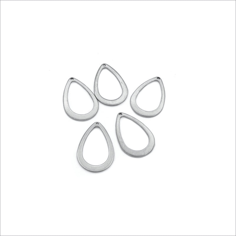 20 Stainless Steel Hollow Teardrop Charms