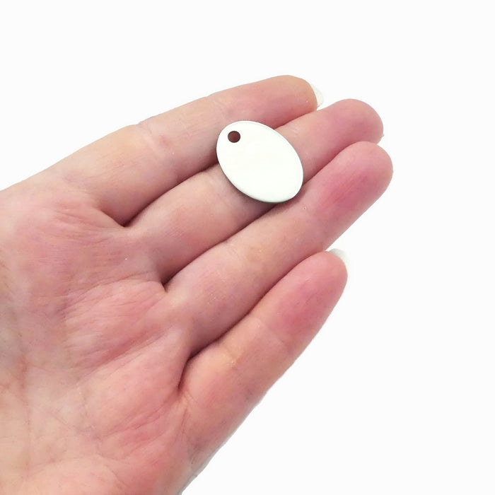 10 Stainless Steel Blank Oval Tags 24mm x 17mm