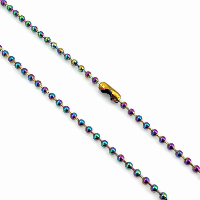 1 Stainless Steel 75cm Rainbow Ball Chain Necklace