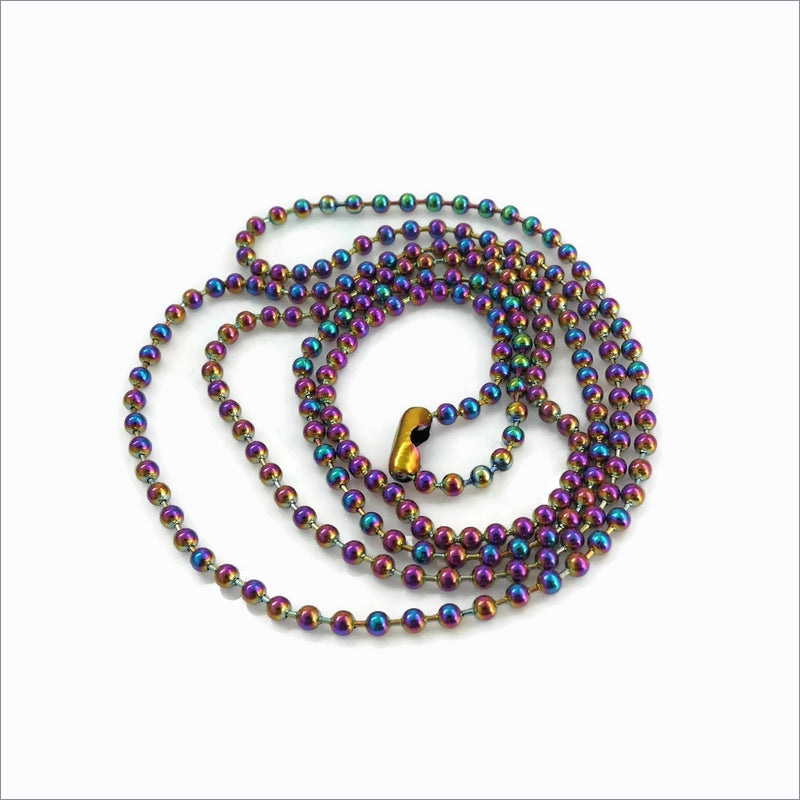 1 Stainless Steel 75cm Rainbow Ball Chain Necklace