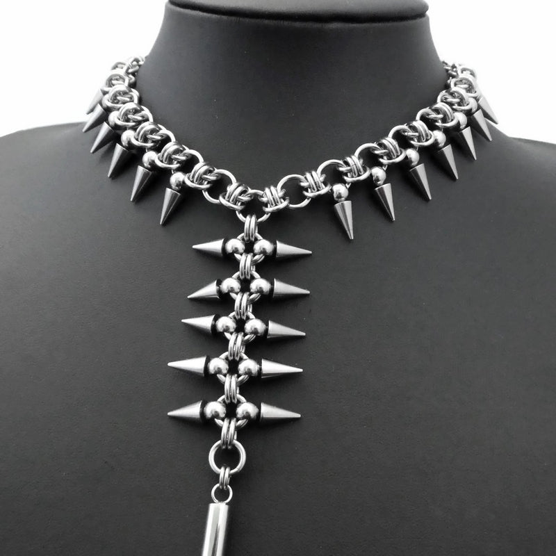 Serpent's Tail Spiked Stainless Steel Choker Necklace