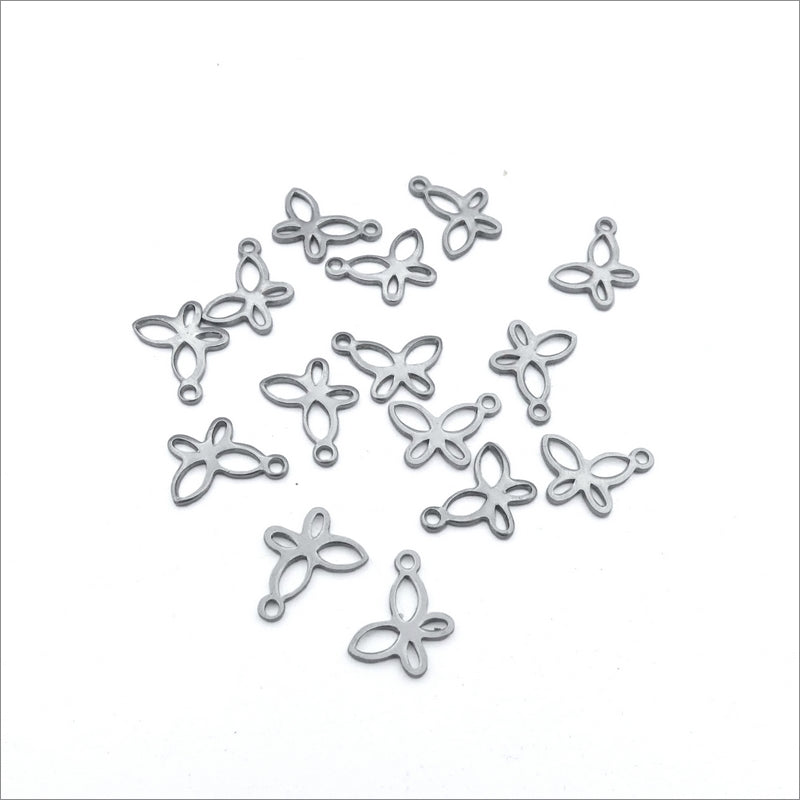 50 Small Stainless Steel Hollow Butterfly Charms