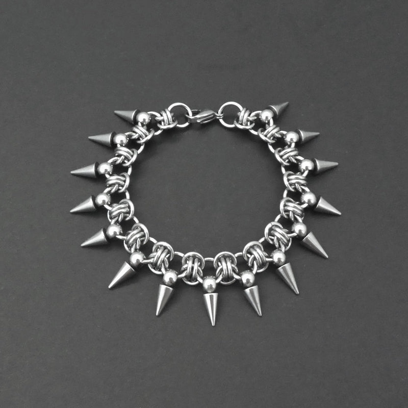 Stainless Steel Double Vision Chain Spike Bracelet