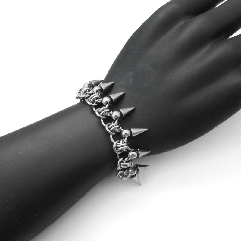 Stainless Steel Double Vision Chain Spike Bracelet