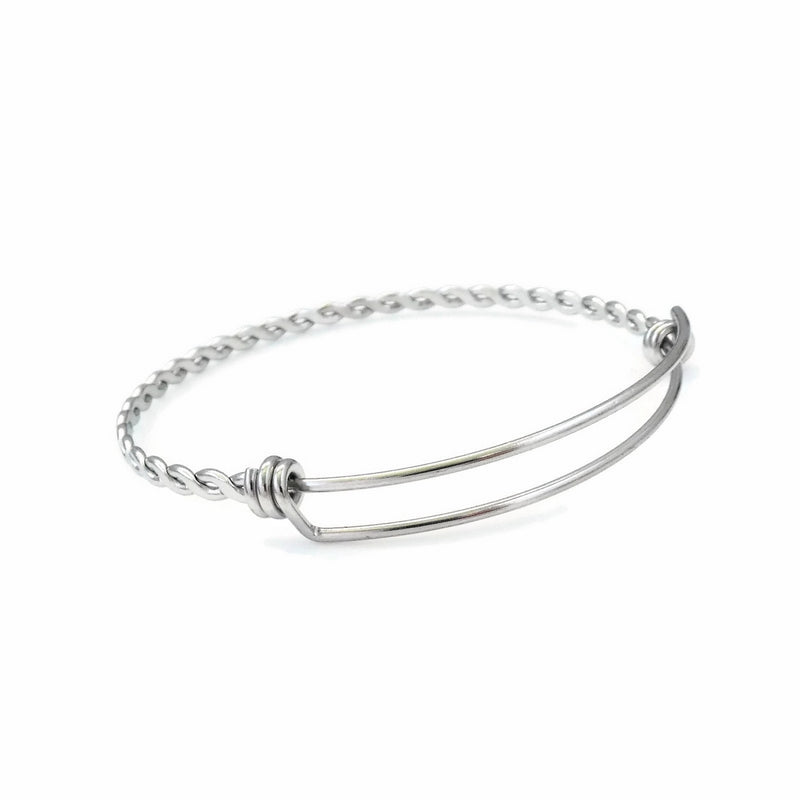 3 Stainless Steel Twisted Braid Wire Expandable Bangle Bracelet Blanks