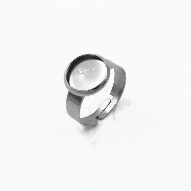10 Stainless Steel 10mm Cabochon Adjustable Ring Settings