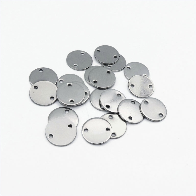50 Stainless Steel 10mm Round Stamping Blank Disc Connectors