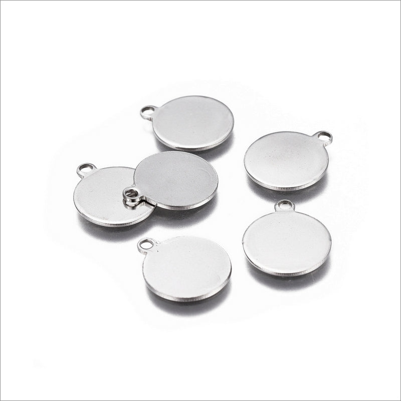 25 Stainless Steel 12mm Round Blank Stamping Tag Charms with Loop