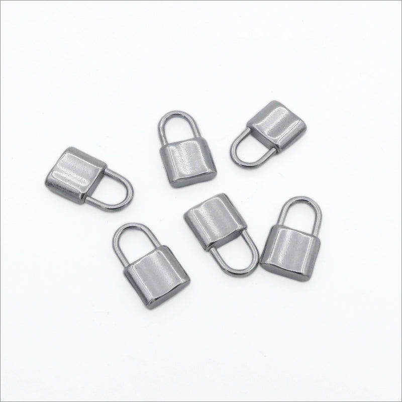 10 Solid Stainless Steel 17mm Padlock Charms