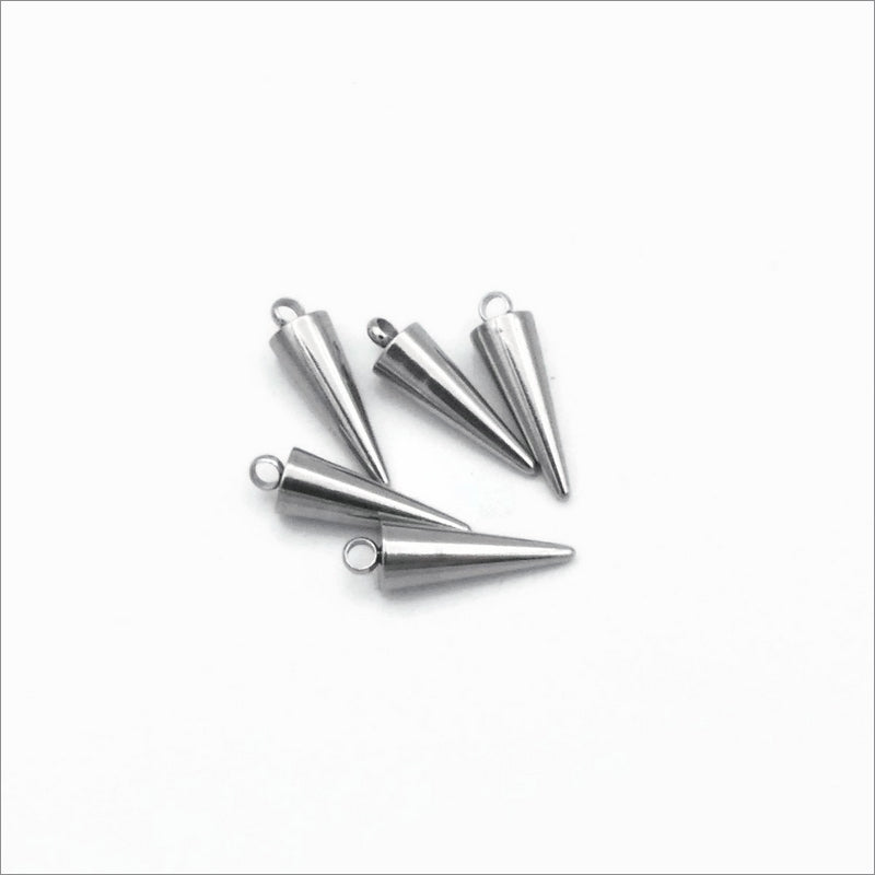 10 Stainless Steel 18mm Cone Spike Charms