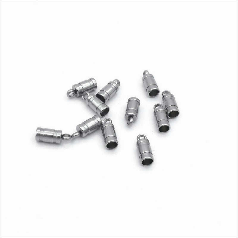 10 Stainless Steel Cord End Caps - 3mm Inner