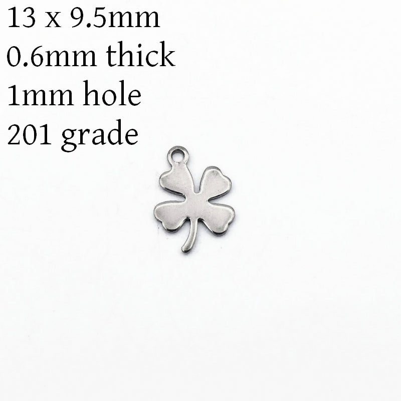 20 Stainless Steel 4 Leaf Clover Charms