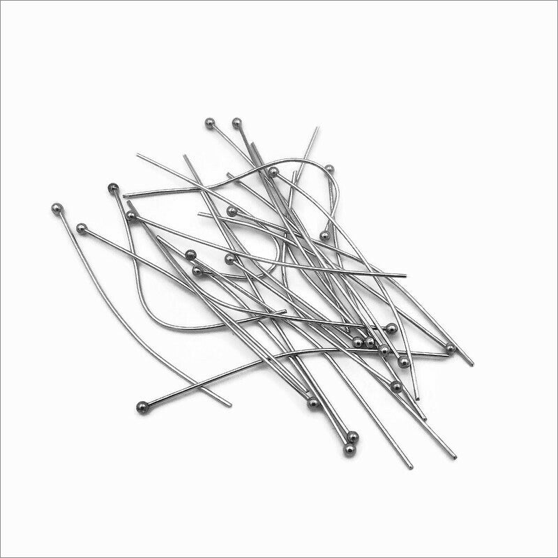 100 Unsorted Stainless Steel 50mm Ball Head Pins 21 Gauge