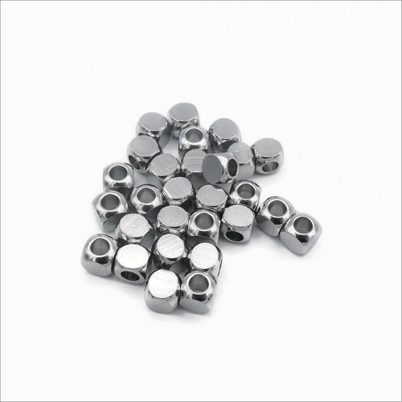 20 Stainless Steel 5mm Cube Spacer Beads