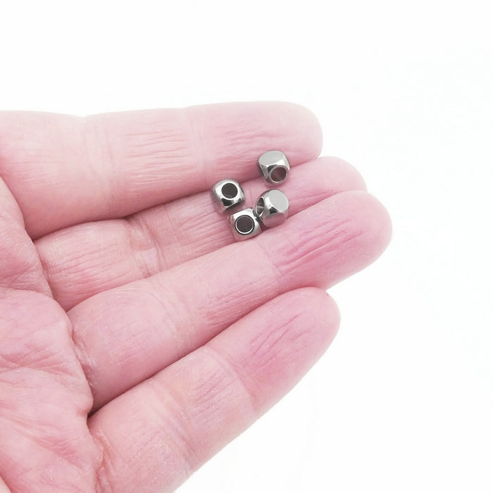 20 Stainless Steel 5mm Cube Spacer Beads