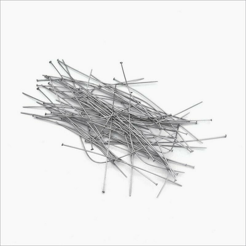 100 Unsorted Stainless Steel 75mm Flat Head Pins