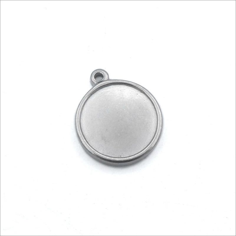 3 Stainless Steel 16mm Double Sided Round Cabochon Pendant Settings