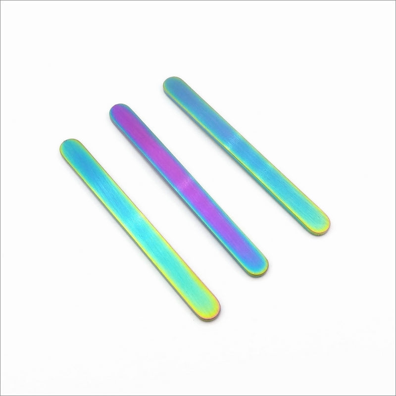 3 Rainbow Anodized Stainless Steel Flat Bar Ring Blanks