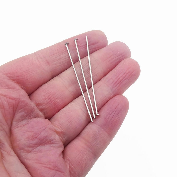 100 Unsorted Stainless Steel 48mm x 1mm Heavy Gauge Head Pins