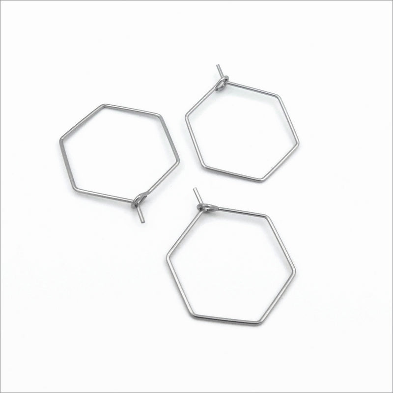 20 Stainless Steel Hexagon Wire Hoops