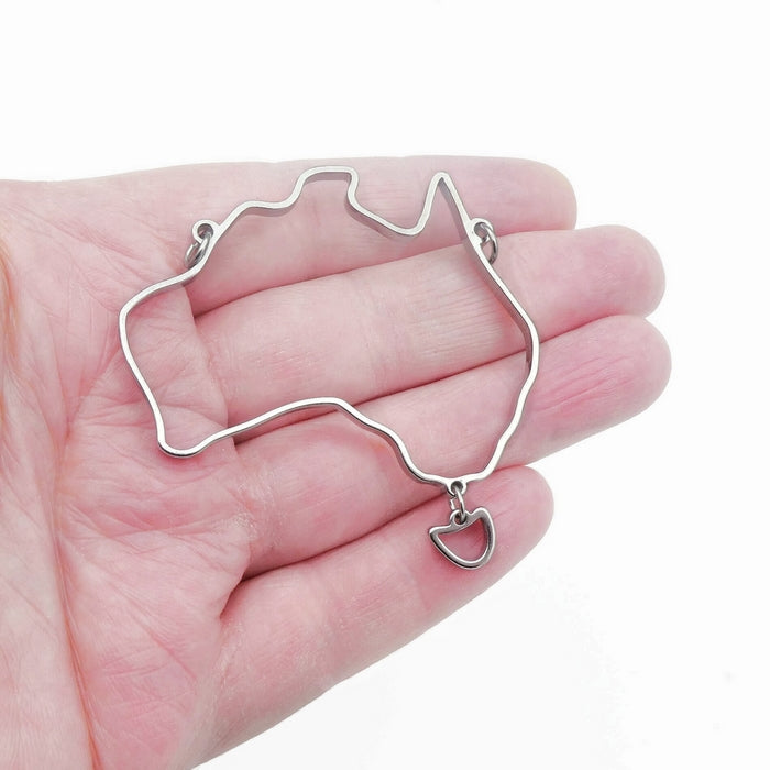 Large Stainless Steel Map of Australia Open Back Bezel Pendant Setting