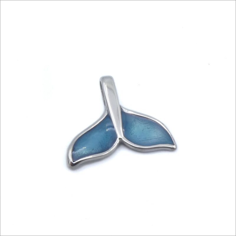 1 Stainless Steel & Blue Enamel Mermaid Tail Pendant