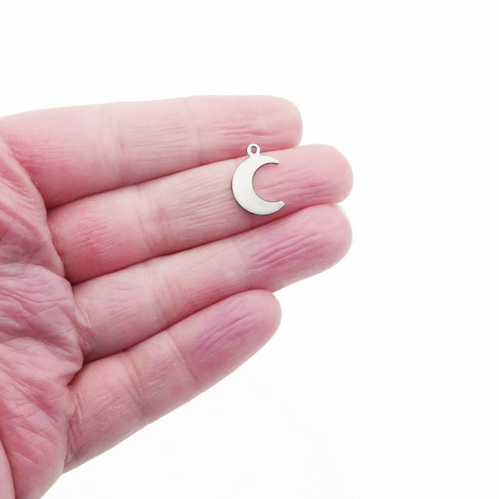 20 Stainless Steel Crescent Moon Charms