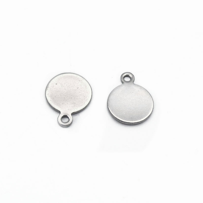 50 Small 8mm Stainless Steel Round Blank Tags