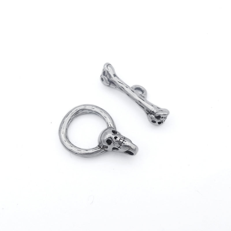 2 Stainless Steel Skull Toggle Clasp Sets