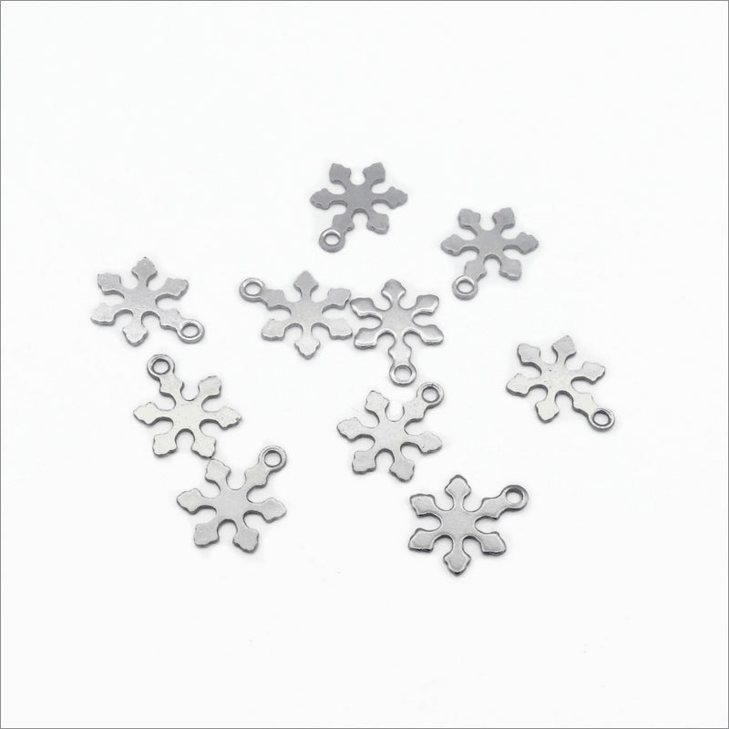 25 Small Stainless Steel Snowflake Charms