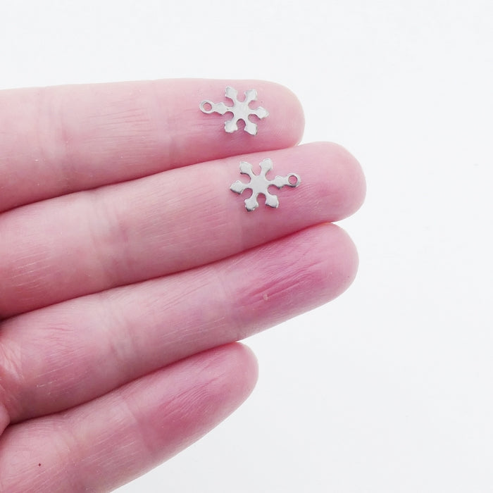 25 Small Stainless Steel Snowflake Charms