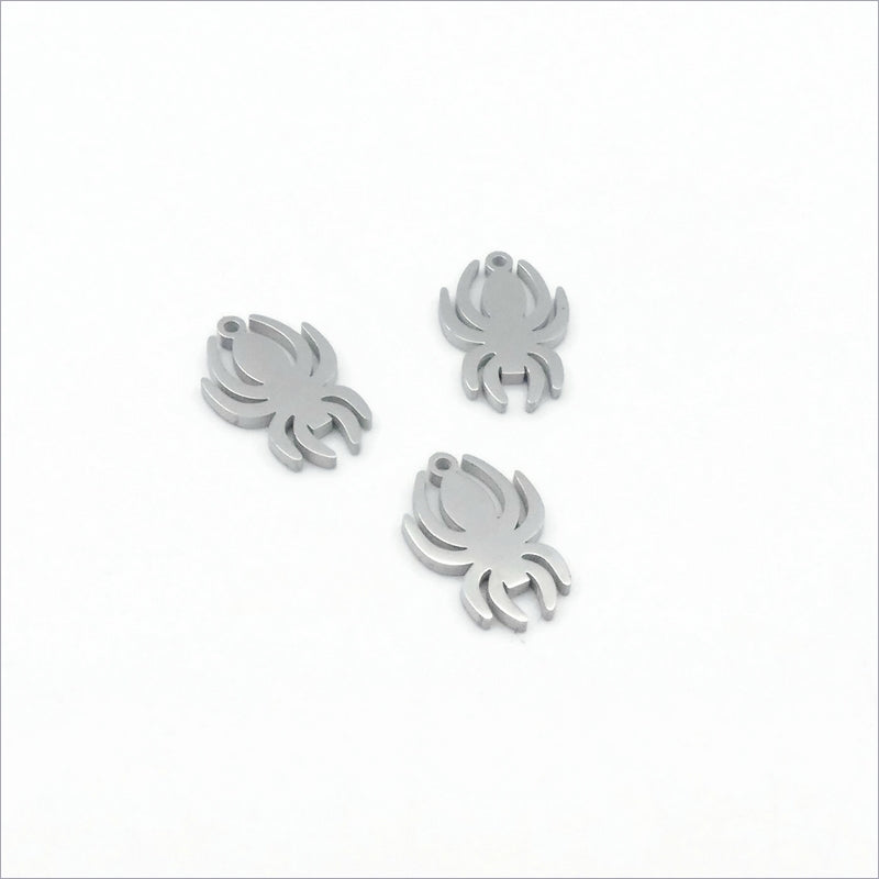 10 Stainless Steel Small Spider Charms