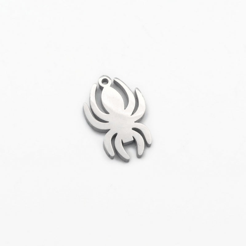 10 Stainless Steel Small Spider Charms