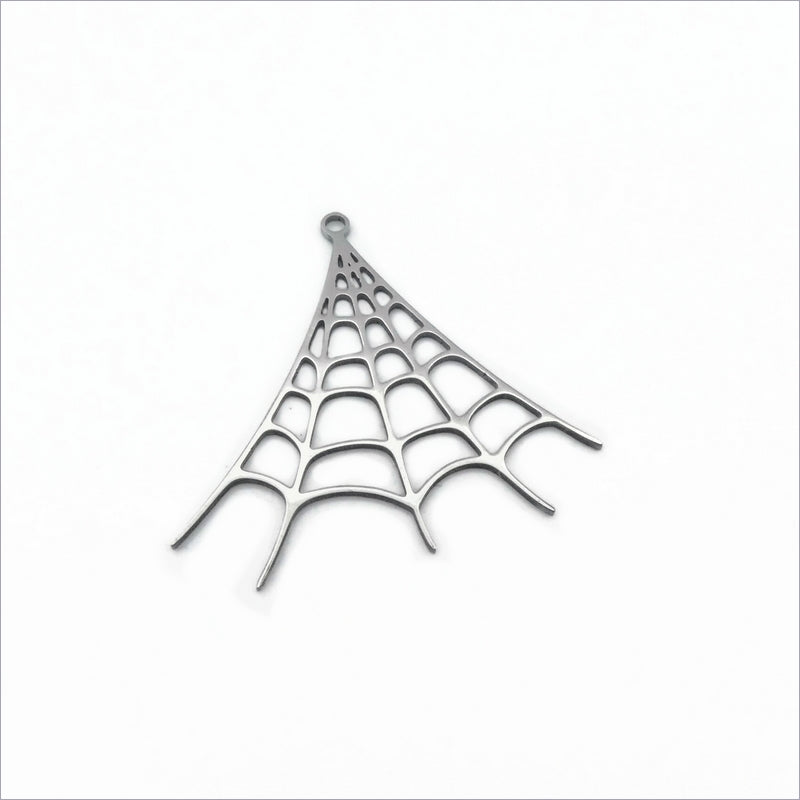 5 Stainless Steel Spider Web Pendants