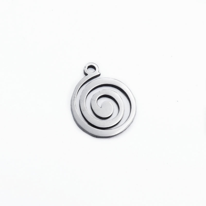 5 Small Stainless Steel Spiral Vortex Charms