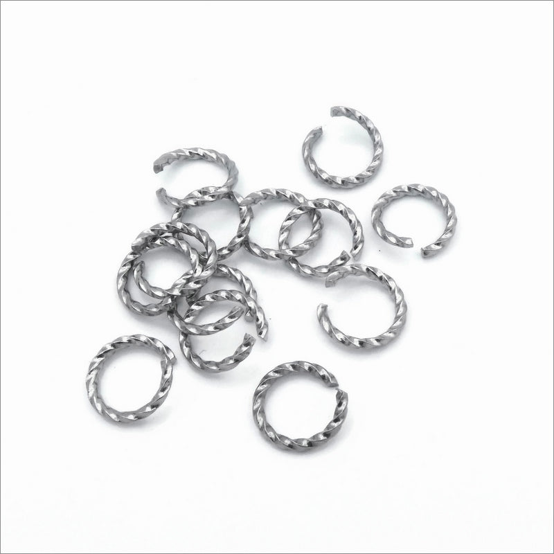 25 Stainless Steel 11.5mm x 1.5mm Twisted Wire Jump Rings