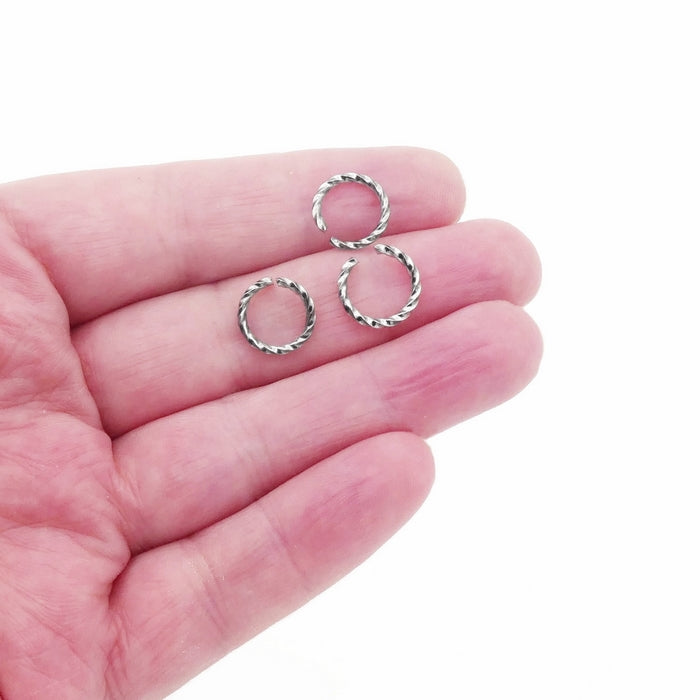 25 Stainless Steel 11.5mm x 1.5mm Twisted Wire Jump Rings – The Craft ...