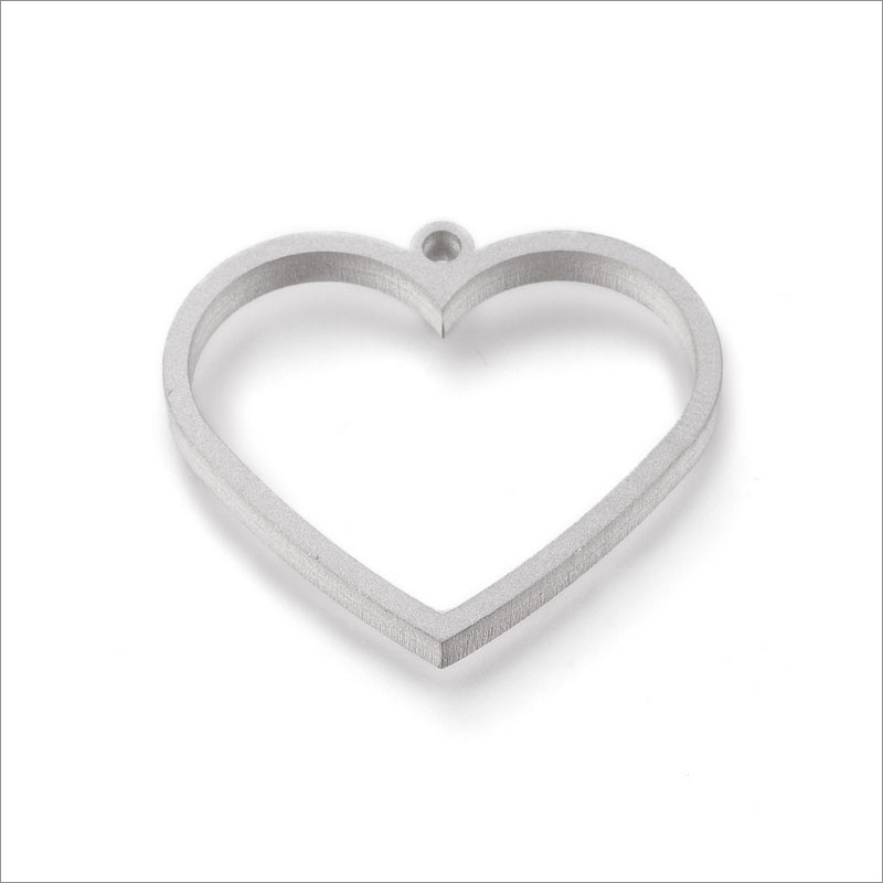 3 Stainless Steel Heart Shape Open Back Bezel Settings for Resin Pendants