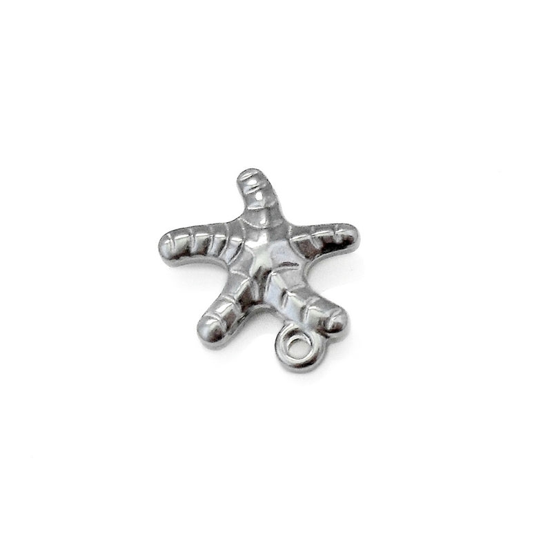 5 Solid Stainless Steel Starfish Charms