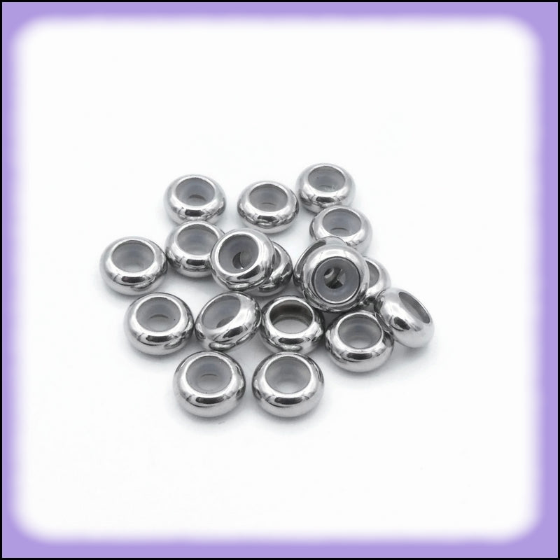 20 Stainless Steel 10mm Rondelle Slider Beads