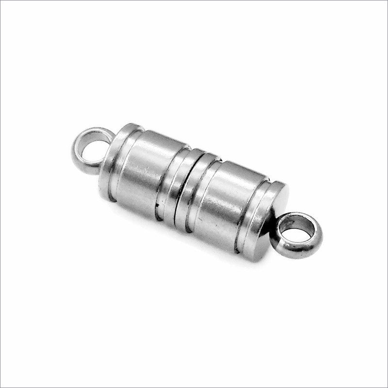 2 Large Stainless Steel Ridged Barrel Magnetic Clasps