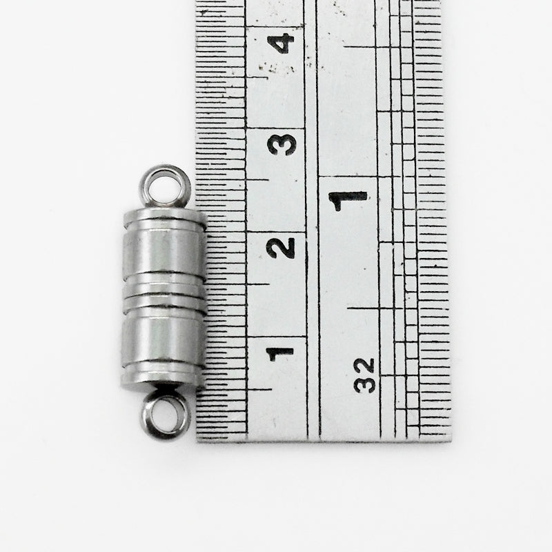 2 Large Stainless Steel Ridged Barrel Magnetic Clasps