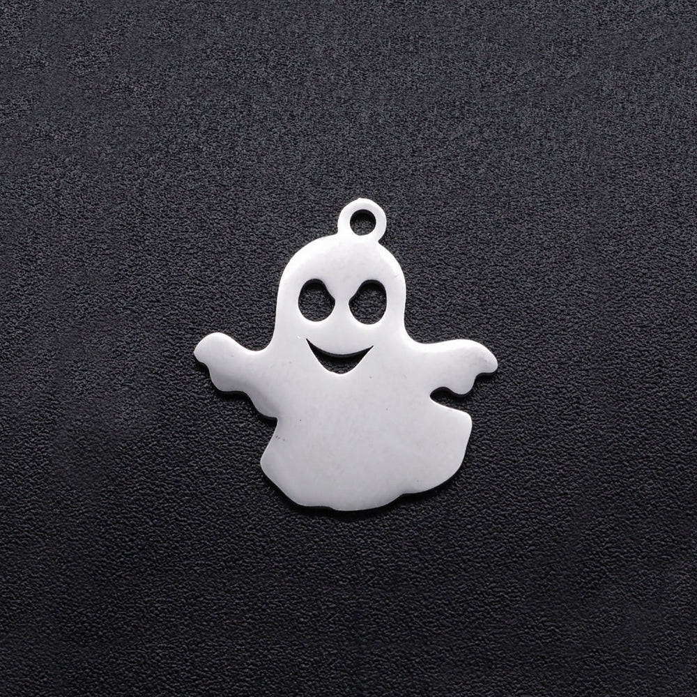 5 Small Stainless Steel Ghost Charms