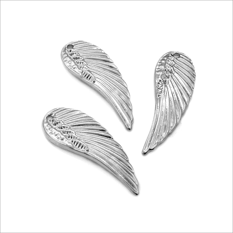 3 Stainless Steel Single-Sided Angel Wing Pendants