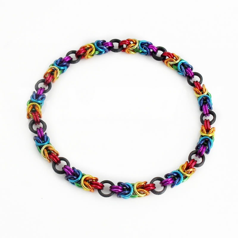 Stretchy Rainbow Byzantine Chain Maille Bracelet
